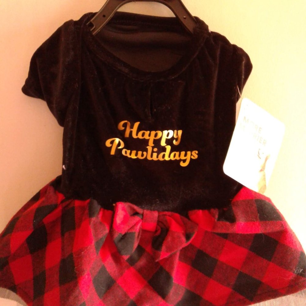 Adorable XS Doggy Dress / Christmas design. Happy Pawlidays.